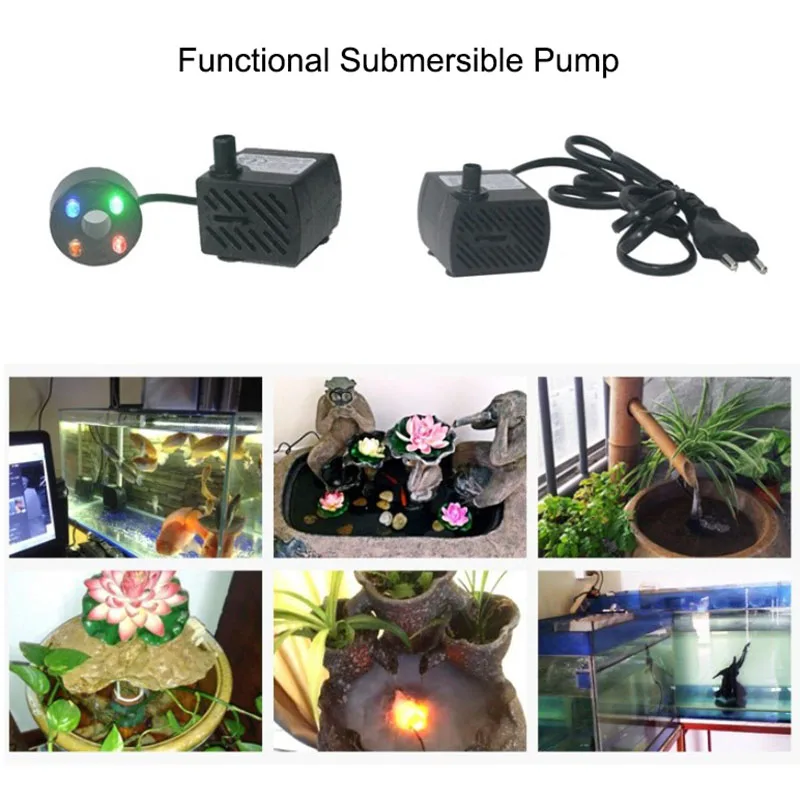 Fish Tank Filter Pump - 220~240V Ultra-Quiet Submersible Aquarium Water Pump