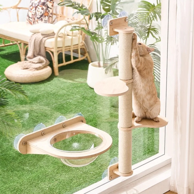 Cat Window Perch with Wooden F - Cat Window Perch ulasan dan harga