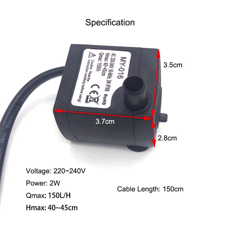 220~240V Ultra-Quiet Submersib - Fish Tank Filter Pump ulasan dan harga