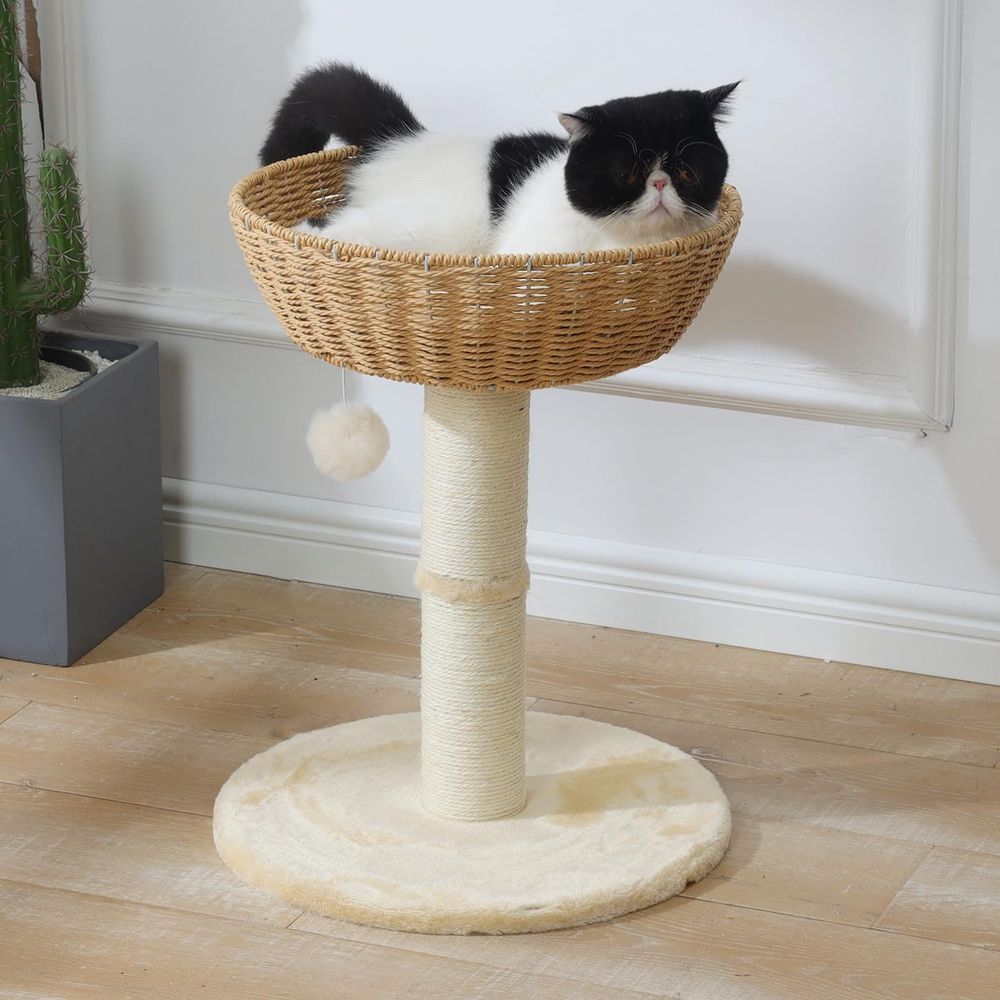 Rattan Wicker Cat Tower with N - Cat Window Perch ulasan dan harga